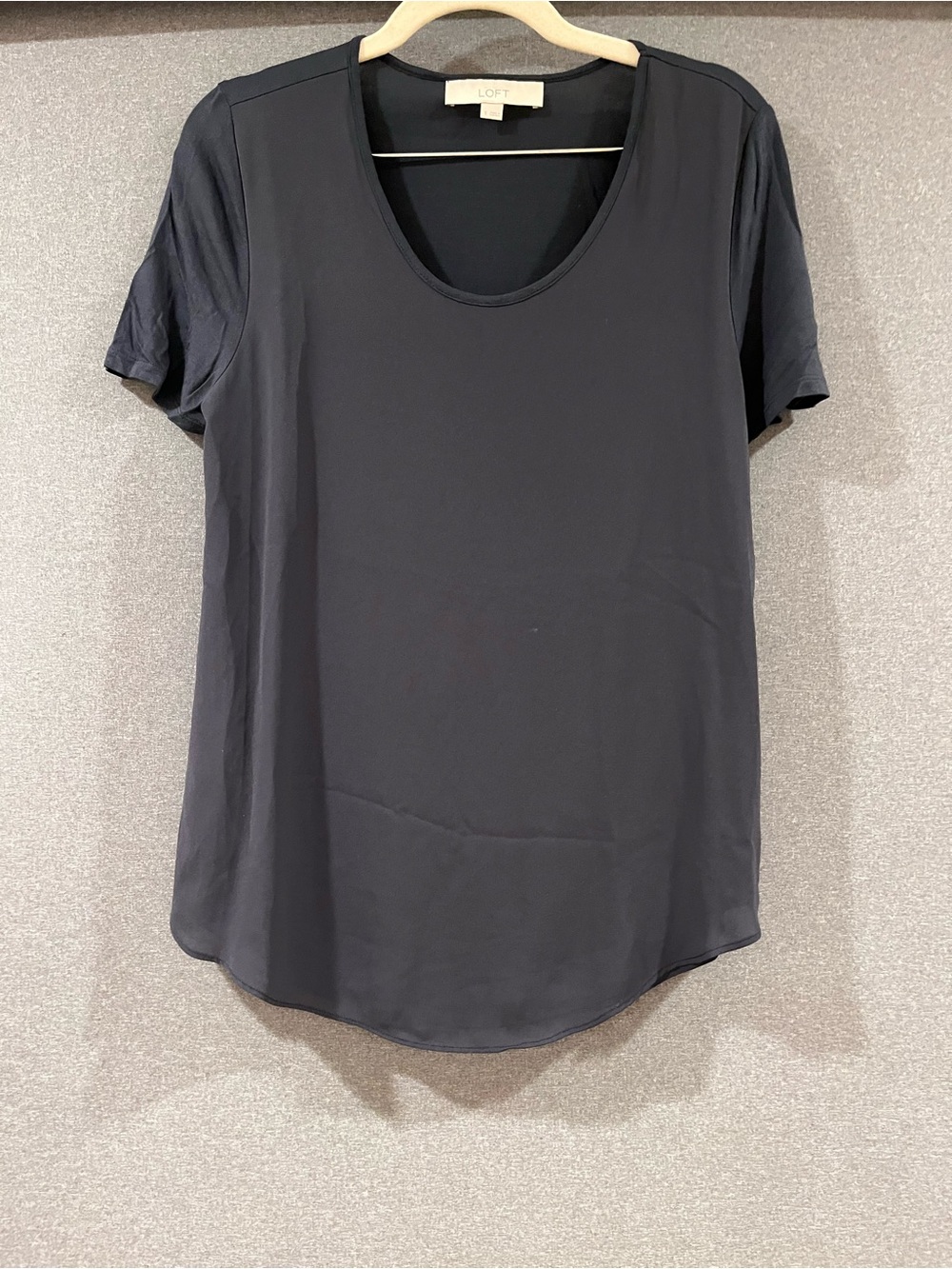 LOFT Women's Dark Navy Short Sleeve Scoop Neck Top